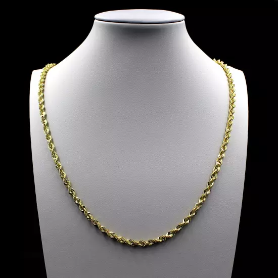 Real 10K Yellow Gold 2.5mm Diamond Cut Rope Chain Pendant Necklace 16"-30"