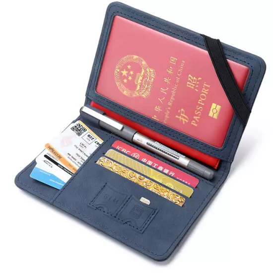 Family Travel Wallet Passport Holder RFID Blocking Document Organizer Bag Case