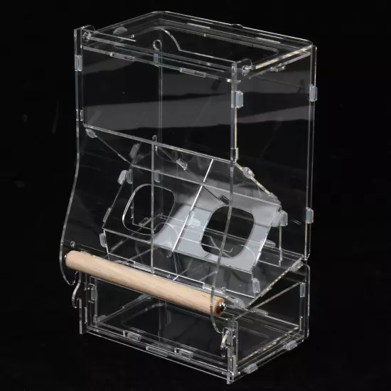 Automatic Parrot Bird Cage Feeder Clear Acrylic Cage Double Hopper Non-slip