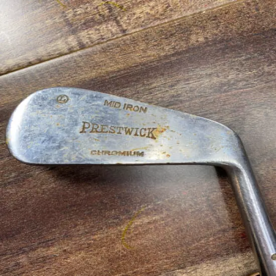 Antique Vintage PRESTWICK Hickory Wood Shaft Club Mid Iron #2 RH