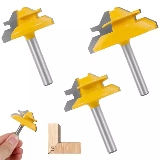 3Pcs 45° Lock Miter Router Bit Carbide Tipped Joint Router Bit with 1/4" Shankφ