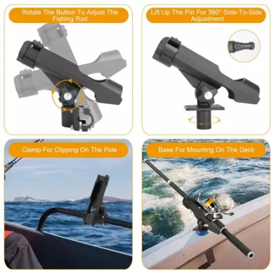 For Kayak Boat Fishing Pole Rod Holder Tackle Kit Adjustable Side Rail Mount