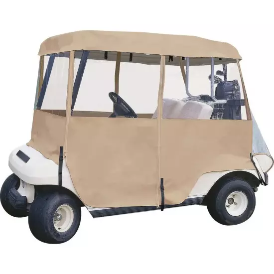 TourTrek 4 Sided Deluxe Golf Cart Cover Waterproof Tan With Bag Heavy Duty NEW