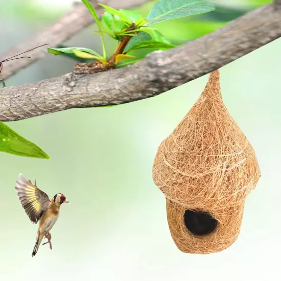 Coir Birds Hut shape House for Cage all birds love birds,Color -brown 2PC