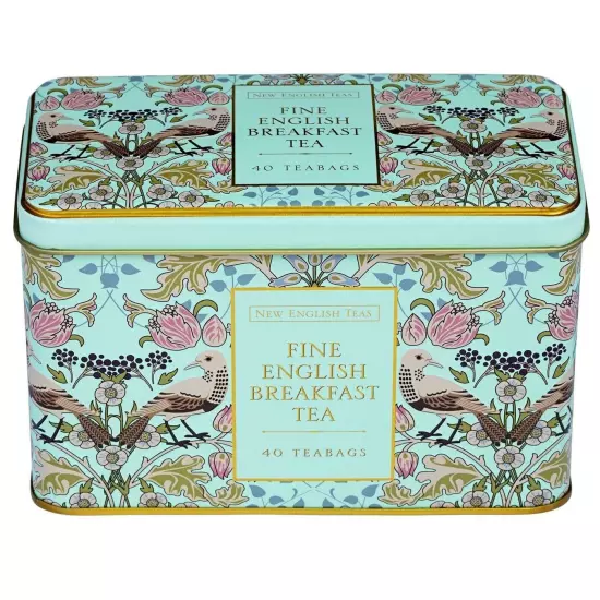 NEW New English Teas Song Thrush Tin Mint w/40 English Breakfast Tea Bags 80g