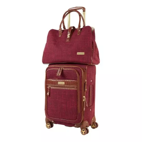 Samantha Brown Vintage 2-Piece Tweed Luggage Set - Burgundy