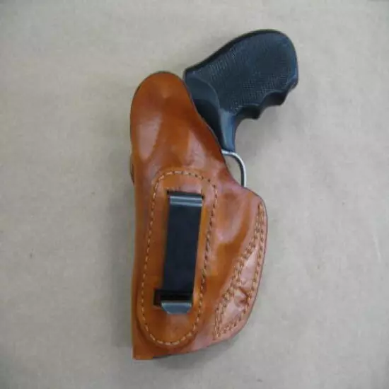 Taurus Poly Polymer Revolver Leather Clip On OWB Belt Concealment Holster TAN RH