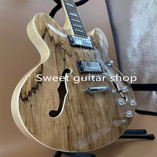 New ES335 Semi Hollow Natural Electric Guitart 2H Pickups Fixed Bridge Fast Ship