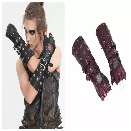 Devil Fashion Men Black Red Gothic Punk Spiked Rivet Belt Decoration Gloves