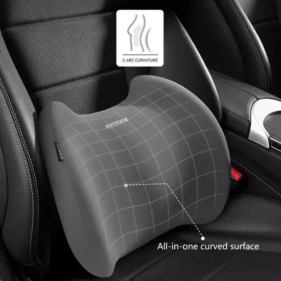 Car Leather Headrest Lumbar Support Rest Neck Pillow Back Cushion Waist Supports