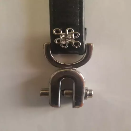 Women's Leather Bracelet Clasp Black Silver Tone Buckle 