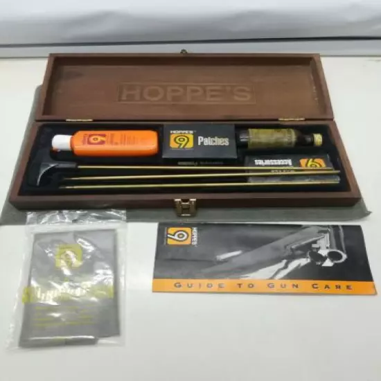 Hoppe's No. 9 Deluxe Gun Cleaning Kit Rifles/Shotguns In Wood Case NO OIL READ