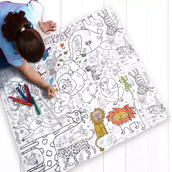 EggNogg Colour In Giant Poster / Tablecloth ~ Childrens Party Unicorns Dinosaurs