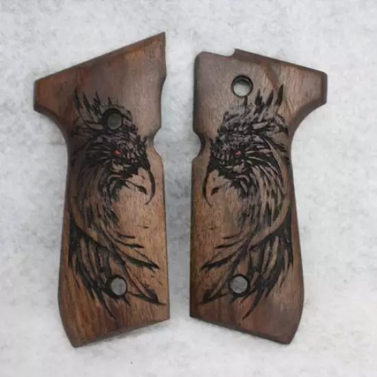 BERETTA 92 FS Turkish Walnut Wood phoenix sparrow Grips Set NEW laser engraving