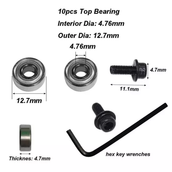 10Pcs Router Bits Top Mounted Ball Bearings Guide For Router Bit Bearing 12.7mm