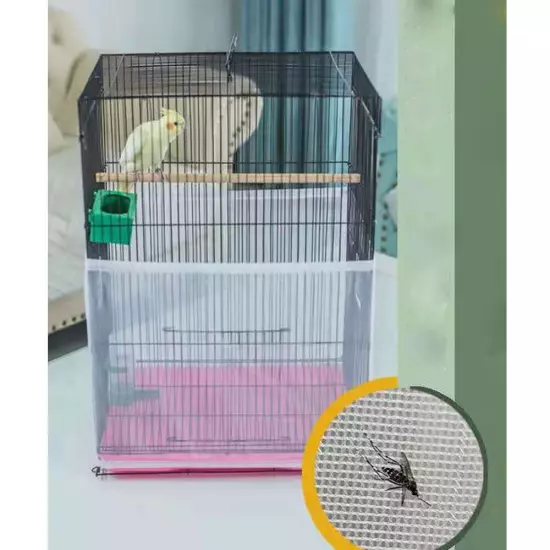 2PCS Nylon Pet Bird Cage Cover Seed Catcher Shell Skirt Guard Mesh Net Mesh Tid