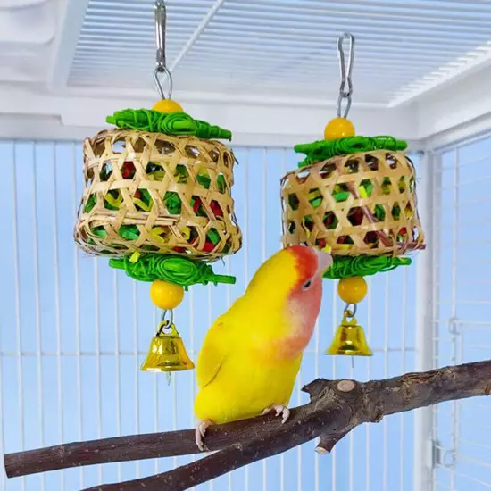 Natural Bamboo Rattan Toy Parrots Cage Rattan Shredded Paper Toy Pet Bird Toys