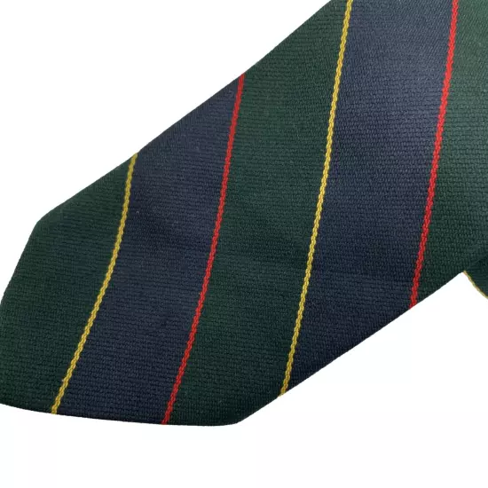 417 Van Heusen Thin Short Green Blue Regimental Striped Repp Silk Tie 2.5" x 50"