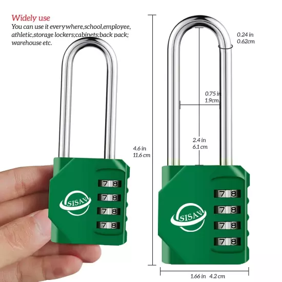 Combination Lock 2.5 Inch Long Shackle 4 Digit Outdoor Combination Padlock fo...