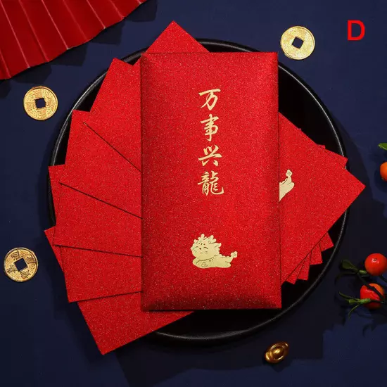 6pcs 2024 Year Of The Dragon Red Packets Spring Festival Wedding Money EnveloJO