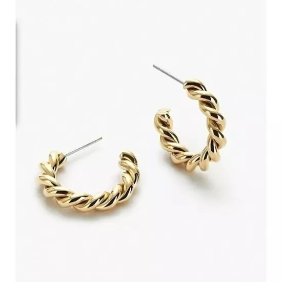 Gold Twist Hoops Waterproof 18K simply dainty earrings lightweight gift for her