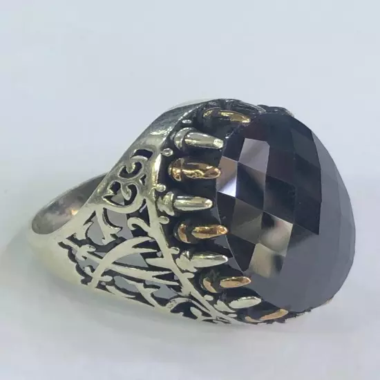 Men Silver 925 Natural Onyx Gemstone Ring,Royal,Luxury خاتم فضة اونكس طبيعي فحل