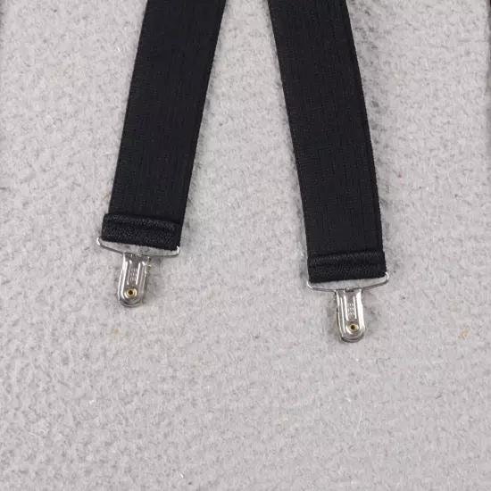 Mens Elastic Suspenders Braces BBB Black Silver Accent Clip On