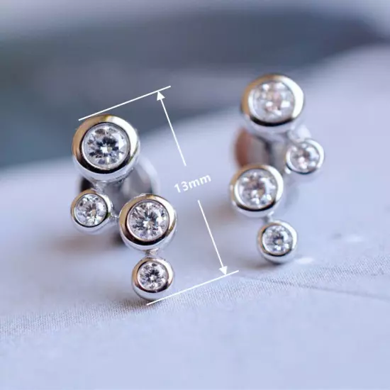 Romantic Women Round Cut Cubic Zircon Stud Earring 925 Silver Wedding Jewelry