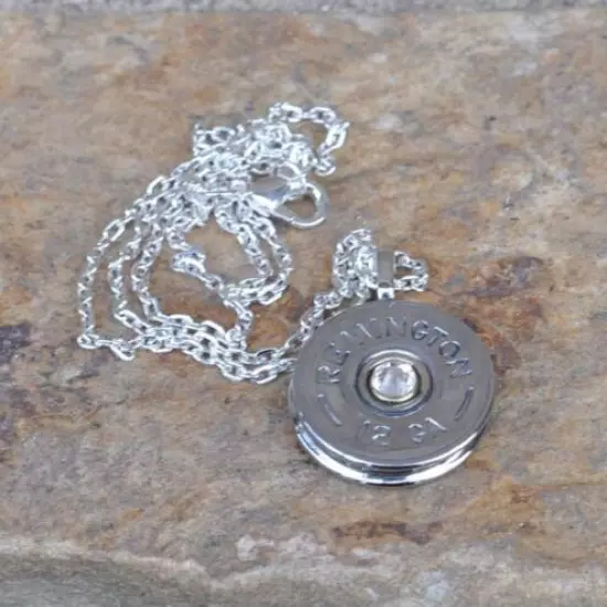 Remington 12 Gauge Shotgun Shell Pendant Double Sided Silver-plate Necklace