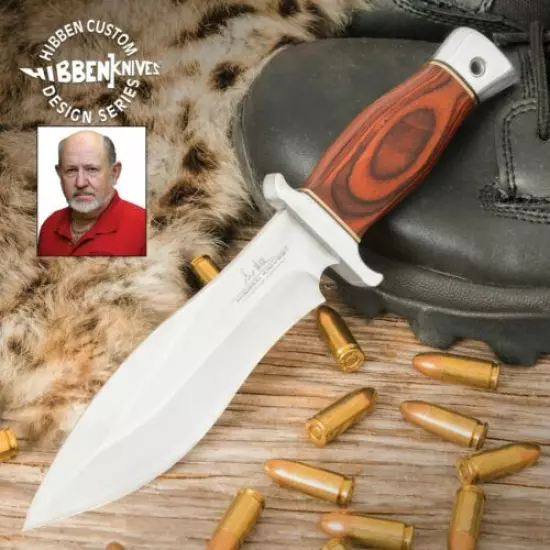 Gil Hibben Bloodwood Edition Alaskan Boot Knife Full Tang Leather Sheath Clip