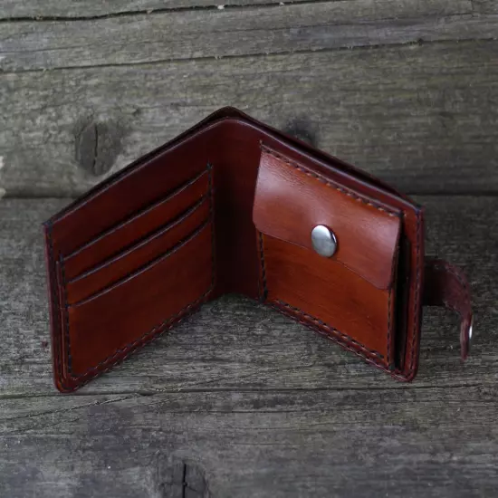 1% Biker wallet, leather card wallet, coin wallet, brown card holder wallet.