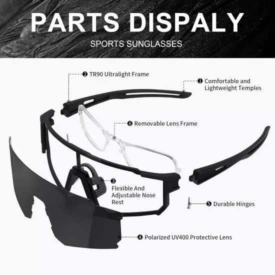 Polarized Sports Sunglasses for Men and Women,Fishing Cycling Mountain Bike Bas