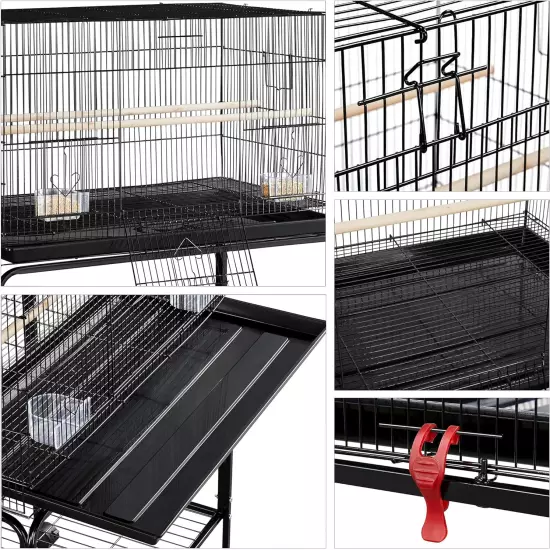 47-Inch Rolling Breeding Flight Bird Cages for Parakeets Budgies Finches Cockati