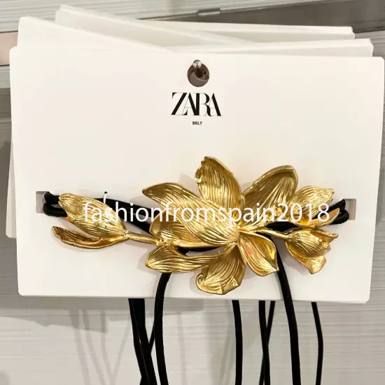 ZARA NEW WOMAN FLOWER CORD BELT ONE SIZE GOLDEN 4548/056