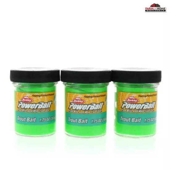 Berkley PowerBait Trout Bait Moldable 1.75 oz. Spring Green ~ 3 Pack