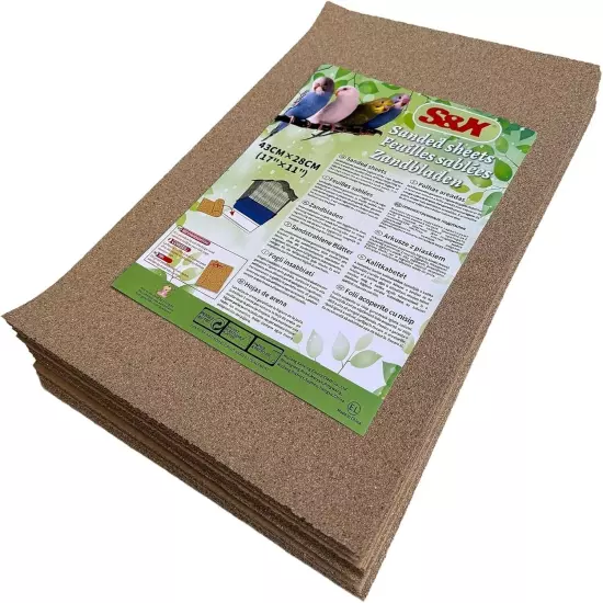 Gravel Paper for Bird Cage 60-Pack 17” x 11” Bird Cage Liner, Thick Sandpaper...