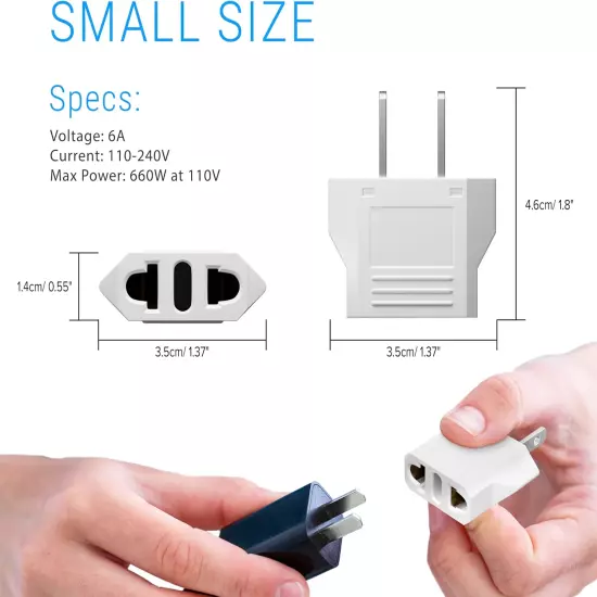 European to American Outlet Plug Adapter, EU Europe to US USA Travel Adapter Pl