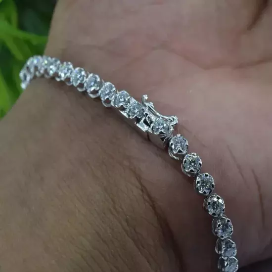 5.00Ct Round Cut Lab Created Diamond Men's Tennis Bracelet 14K White Gold Finish