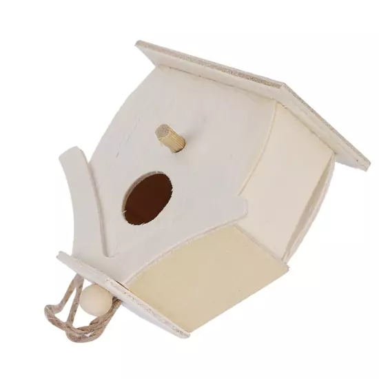 4Pcs Mini Wooden Bird House Hanging Birds Nests Ornaments For Outdoor Garden