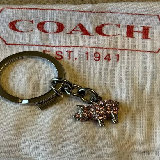 Coach Pink Pig Pave Swarovski Crystal Key Chain