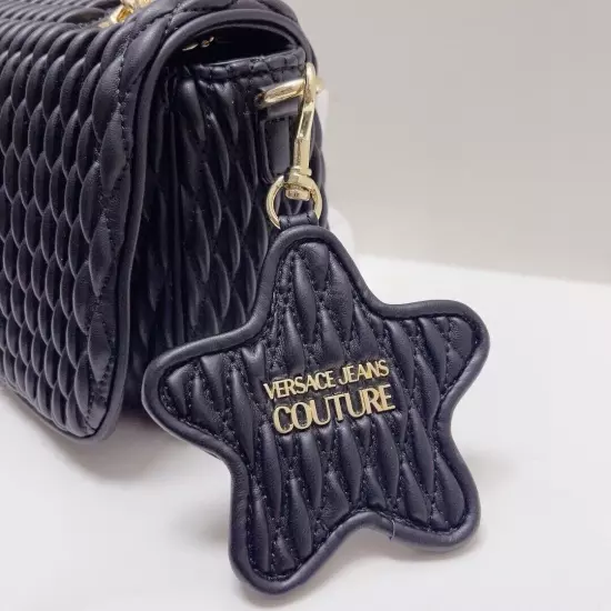 NEW VersaceJeansCouture logo-plaque quilted chain-link convertible shoulder bag