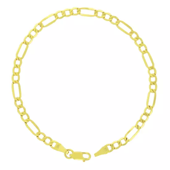 14K Yellow Gold 2mm-7.5mm Figaro Link Chain Necklace Bracelet Men Women 7"- 30"