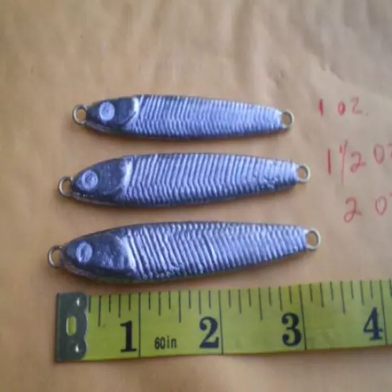 25 PCS HERRING CASTING/MINNOW LURE BAIT FISHING JIG 2 OZ. UNPAINTED W/SCALES