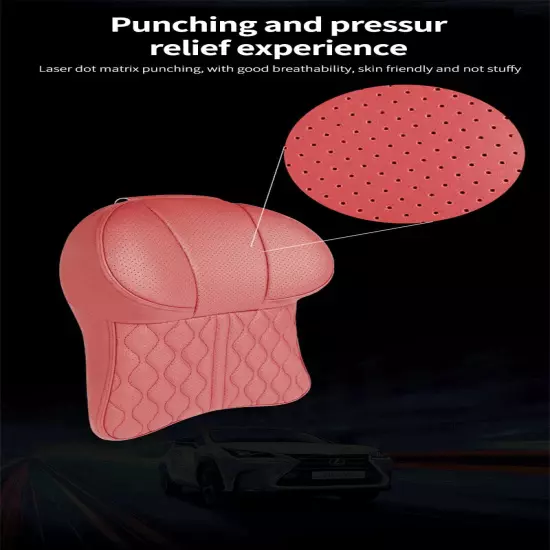 Car Leather Headrest Lumbar Support Car Neck Pillow Back Cushion Waist Support