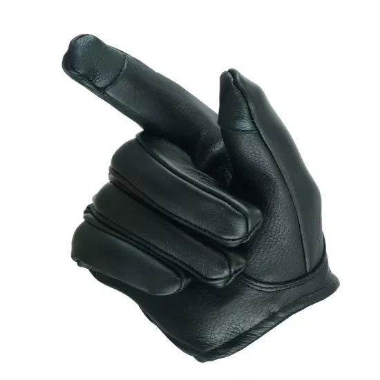 Men's Seamless Hand Back Water Resistant Leather Motorcycle, Police Patrol Glove