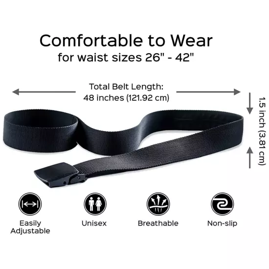 New 120CM Fashion Black Nylon Travel Security Money Belt Hidden Money Pocket