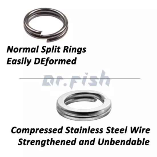 100pcs Heavy Duty Fishing Split Rings 18LB-450LB Big Game Strong Saltwater