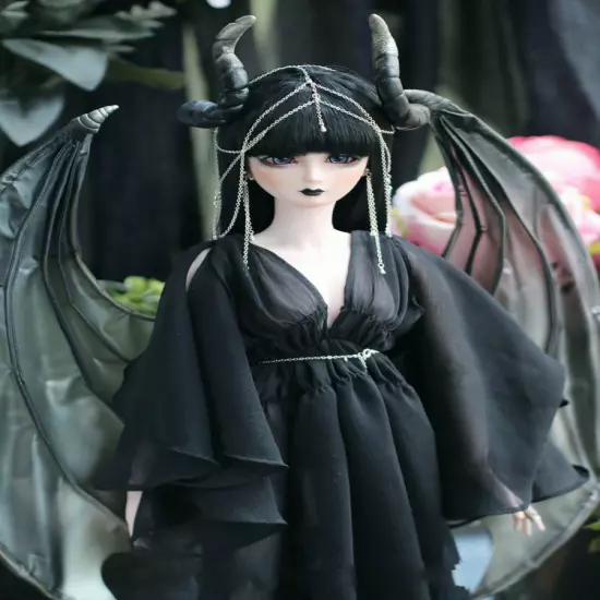 BJD Black Vampire Wings/Dragon Horns for 1/6 1/4 1/3 Uncle Doll LUTS DZ Cosplay