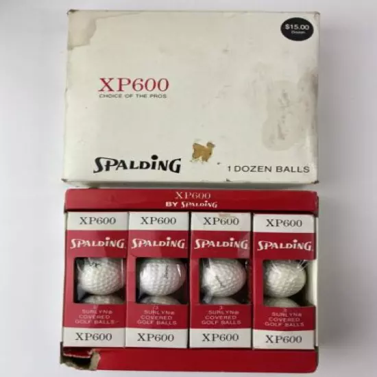 Vintage Spalding XP600 One Dozen 12 Dimple Surlyn Covered Golf Balls NOS