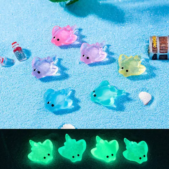 10Pcs Cartoon Mini Cute Manta Ray Mini Ornaments Aquarium Fish Tank Decoratio Sn